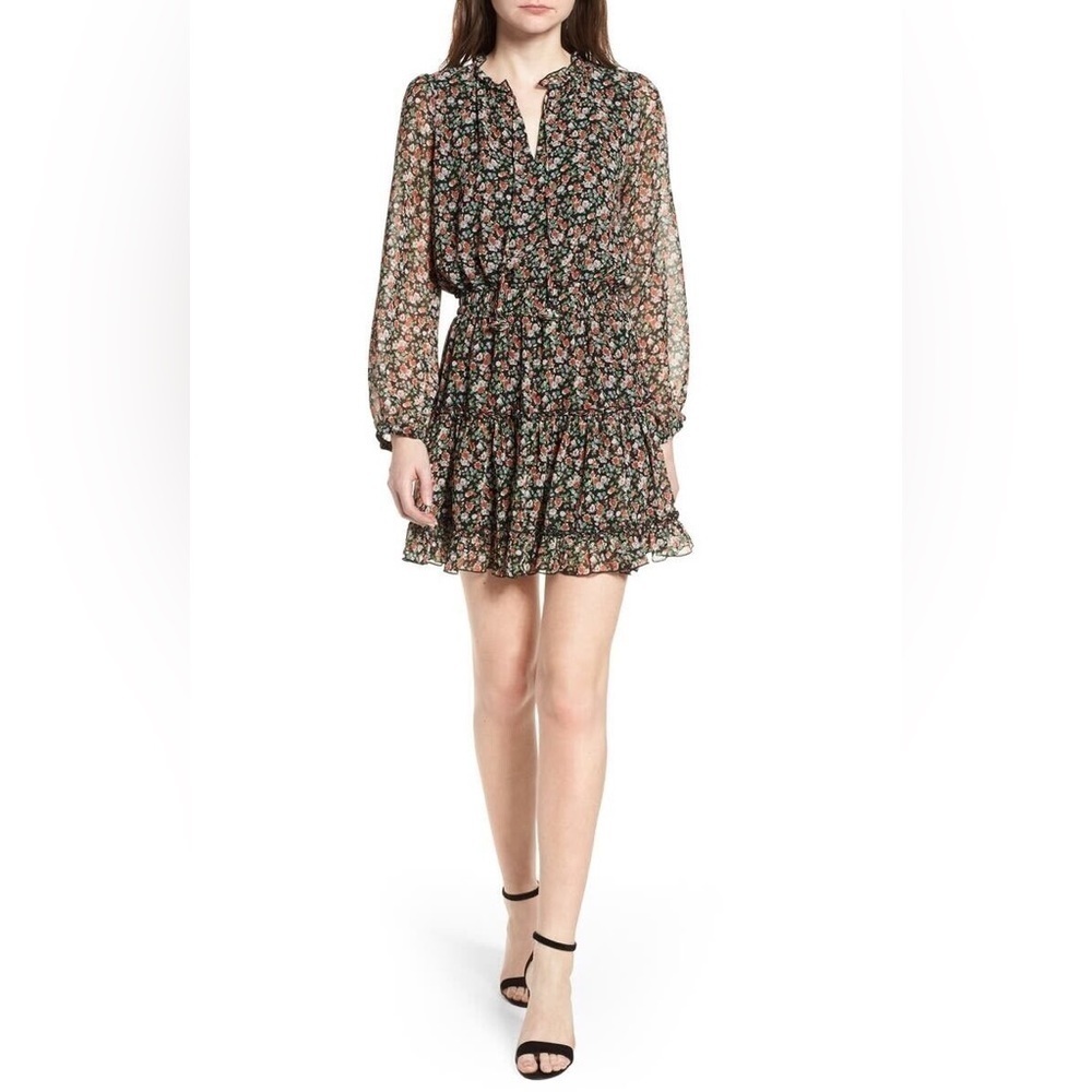 NWT REBECCA MINKOFF Rosemary Floral Dress black floral print Sz M Summer dress